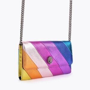 Kurt Geiger London Leather Kensington Wallet on Chain Metallic Multicolor